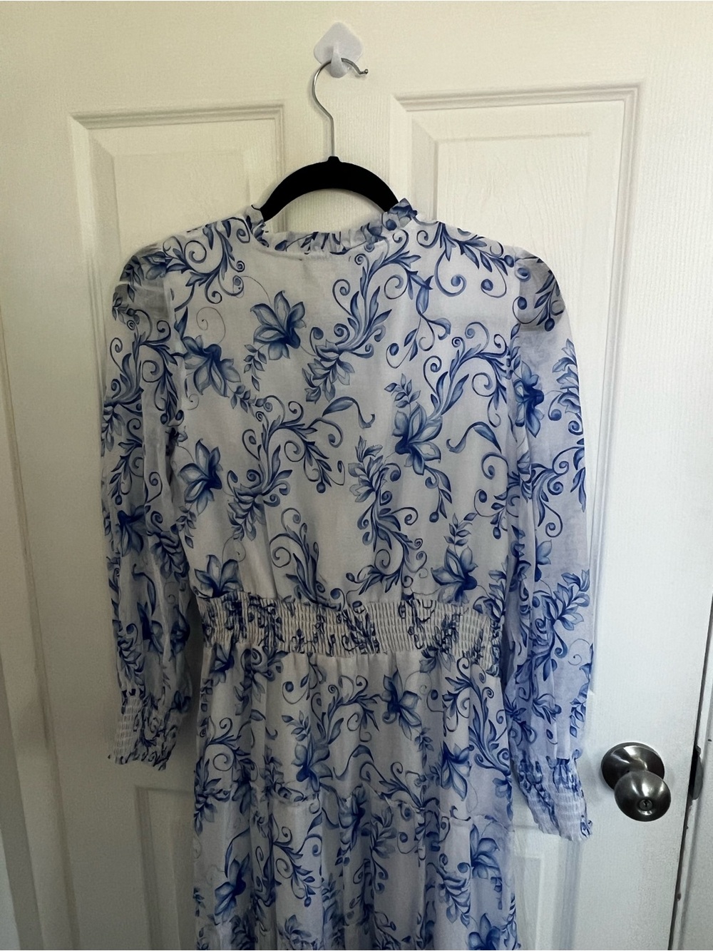MSK White Maxi Dress with Blue Floral Print - Picture 6 of 8